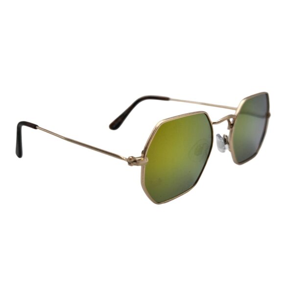 9264 | Gold Mirrored Lens Hexagon Sunglasses - Picture 2 of 5
